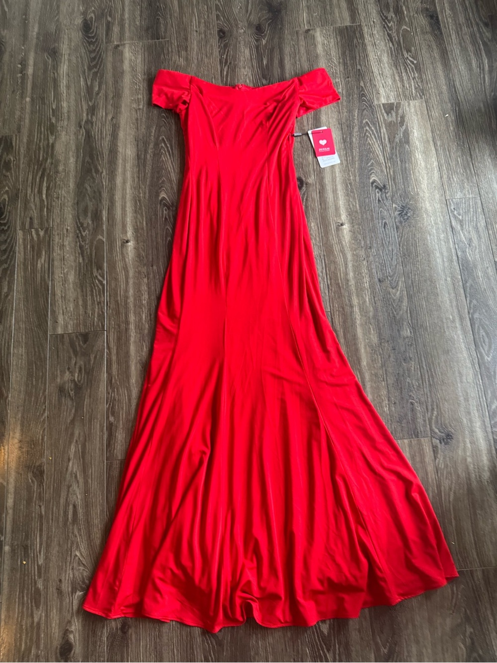 JJs House Red Off-Shoulder Maxi Dress